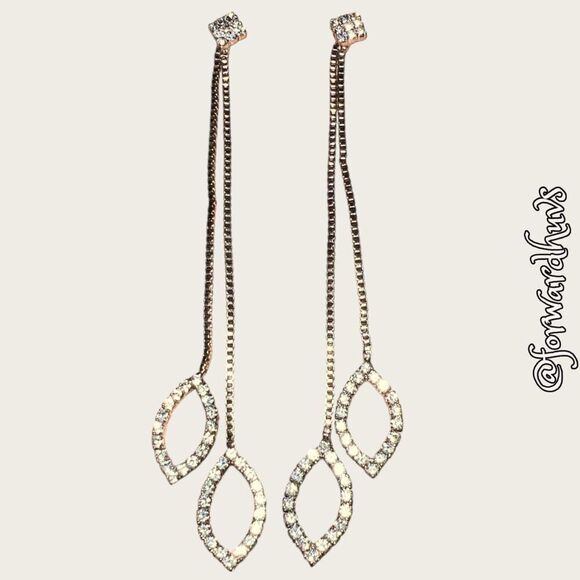 Bundle Sale 3 for $15 | Rose Gold Double Strand Dangle Earrings with Rhinestones - Picture 5 of 8